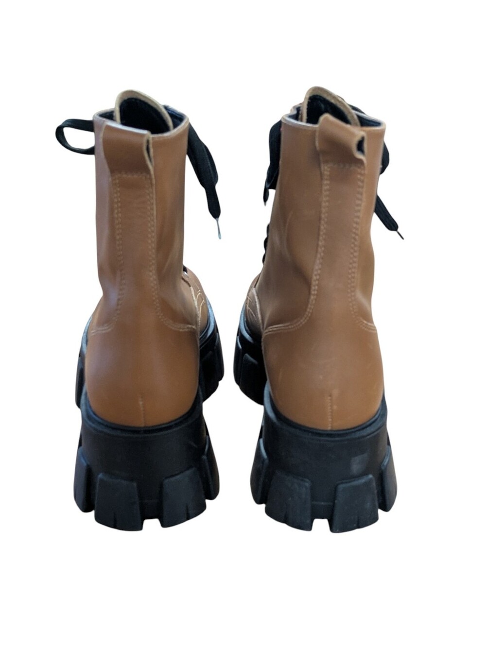 Marc Fisher Happy Lug Sole Combat Boots Cognac Leather Size 9 - Picture 5 of 11